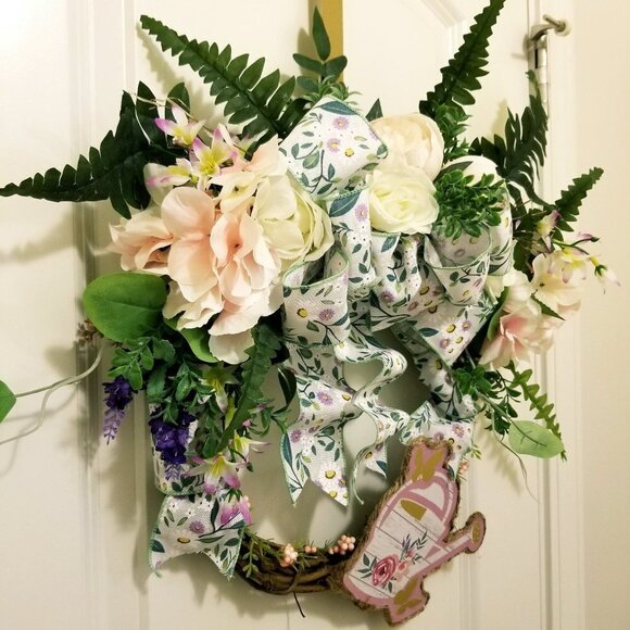 Year-round wreath Everyday wreath Farmhouse floral wreath - Picture 3 of 8